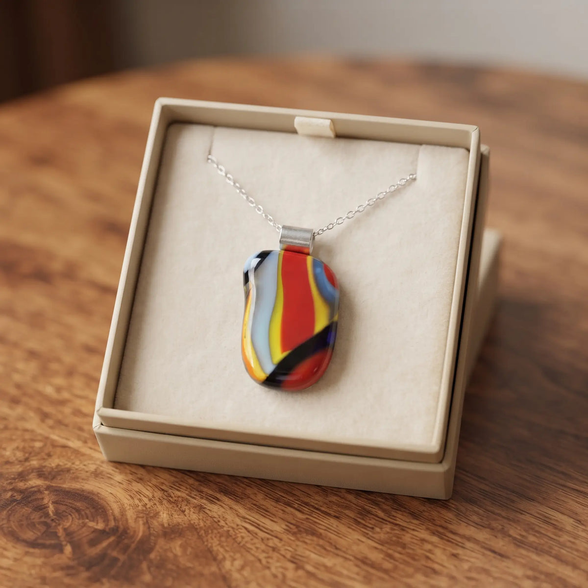 Kandinsky handmade fused glass pendant, view 3