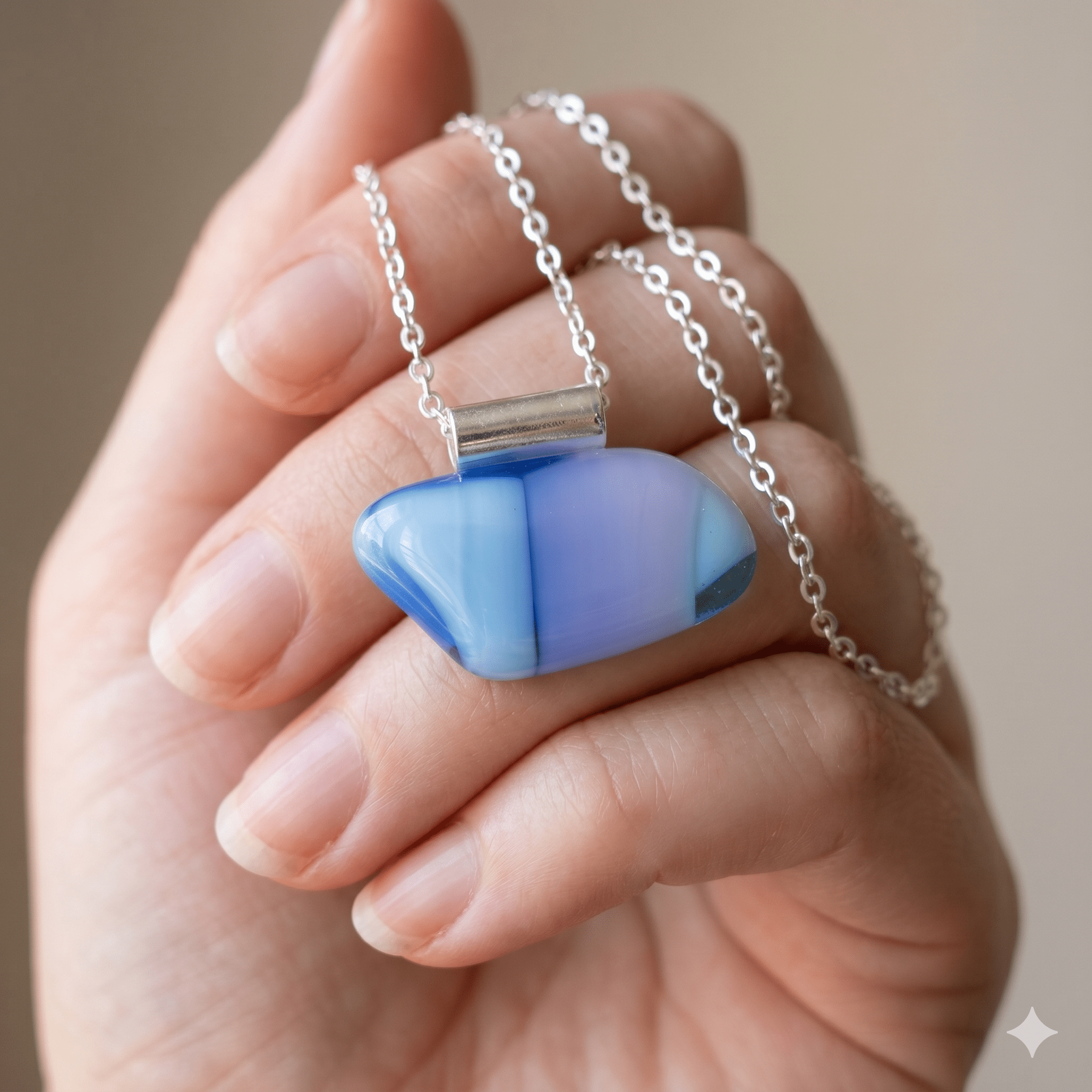 Blue Chalcedony Fan - Stoney Lake Glassworks