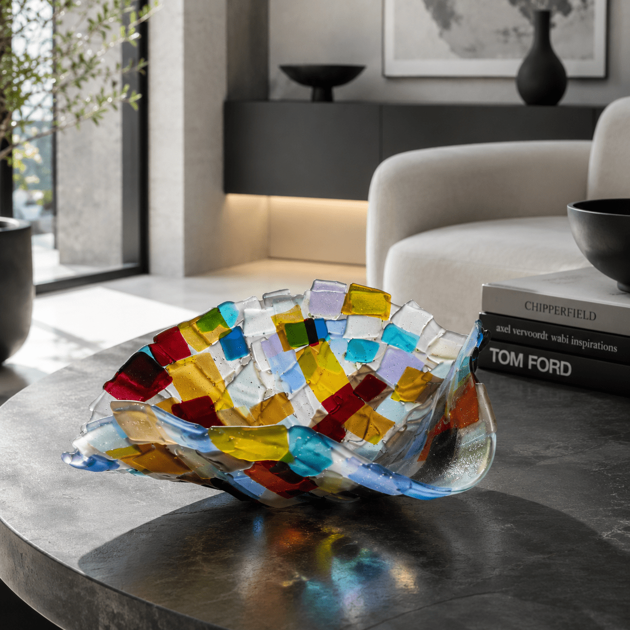 Carousel of Colour – Handmade Fused Glass Mosaic Bowl | Multicolour Art Glass - Stoney Lake Glassworks