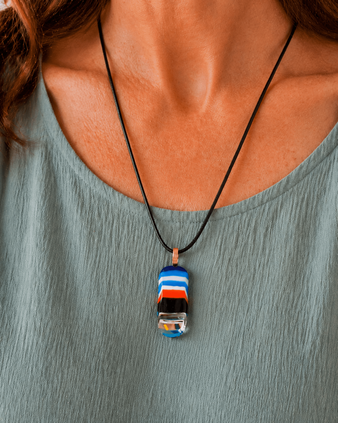 Horizon Bold Fused Glass Pendant - Stoney Lake Glassworks