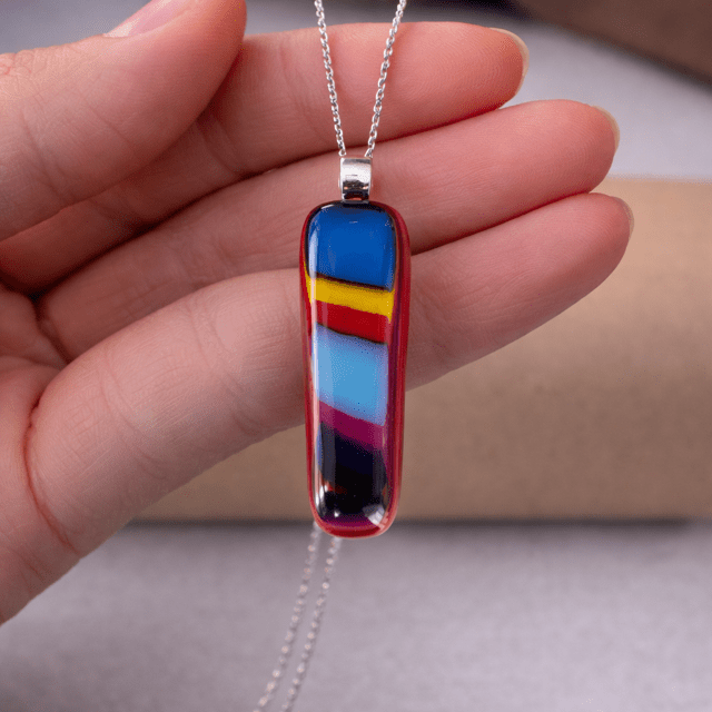 Mondrian — Handcrafted Fused Glass Pendant - Stoney Lake Glassworks