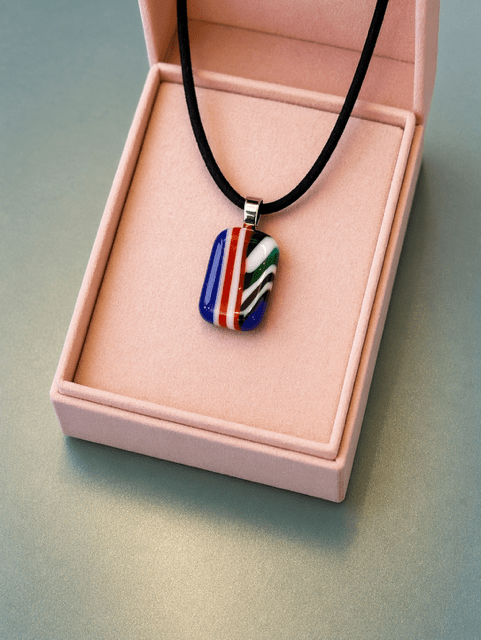 Primary Stripe Fused Glass Pendant - Stoney Lake Glassworks