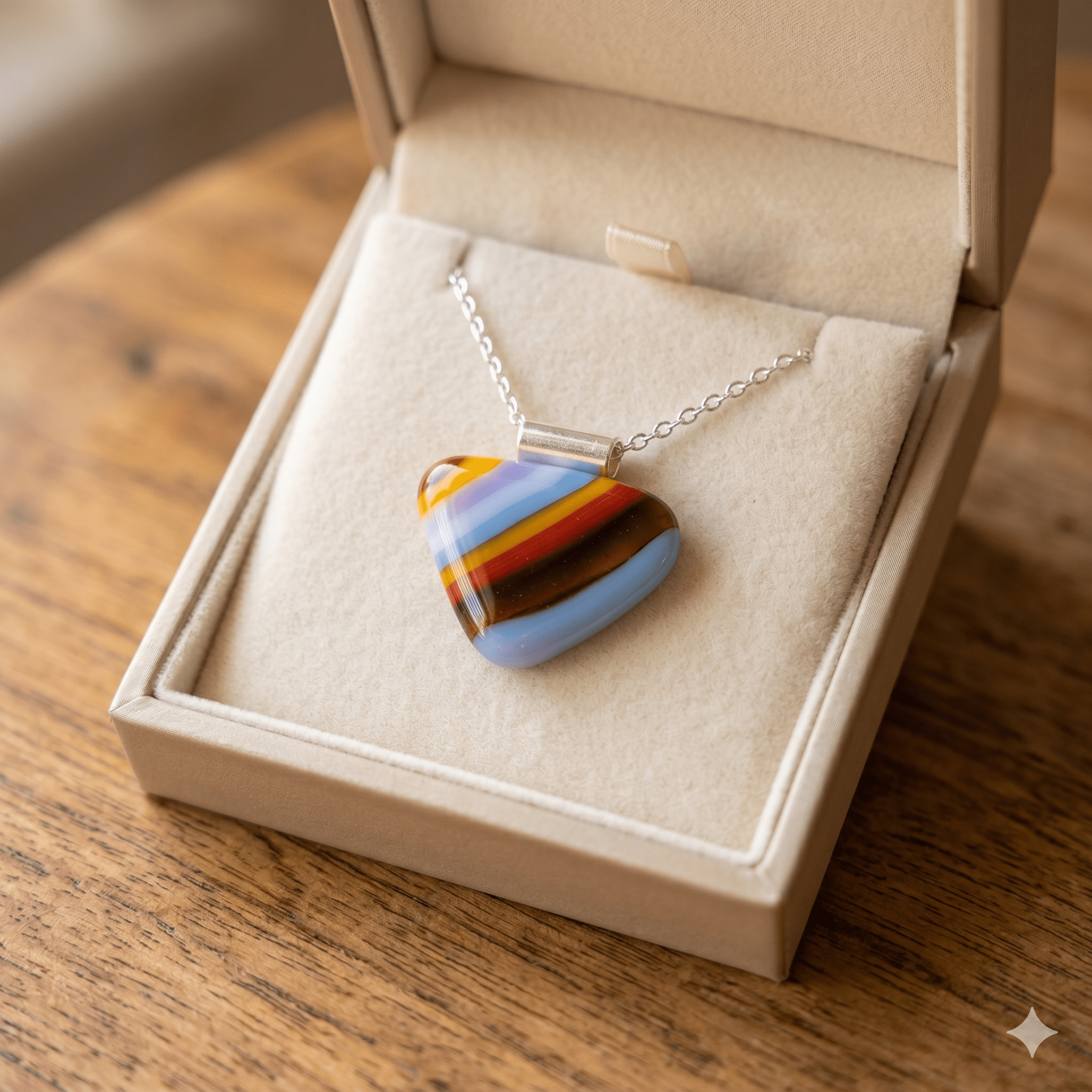 Rainbow Stripe Heart - Stoney Lake Glassworks