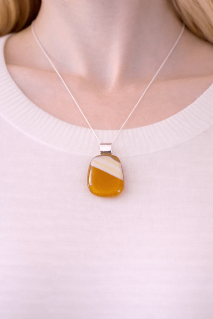 Saffron — Handcrafted Fused Glass Pendant - Stoney Lake Glassworks