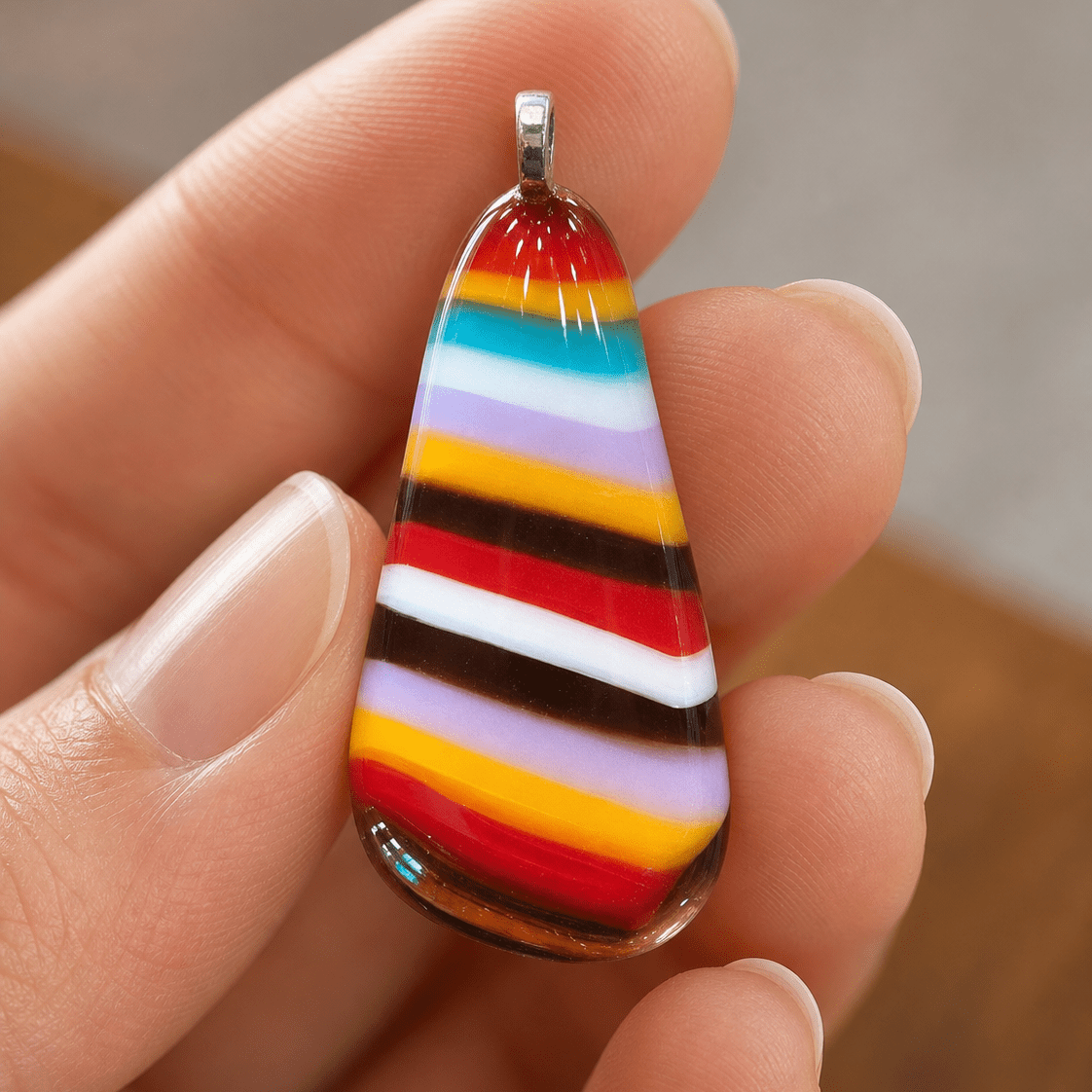Serape Stripe Teardrop - Stoney Lake Glassworks