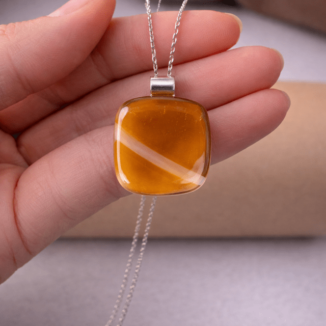 Toffee — Handcrafted Fused Glass Pendant - Stoney Lake Glassworks