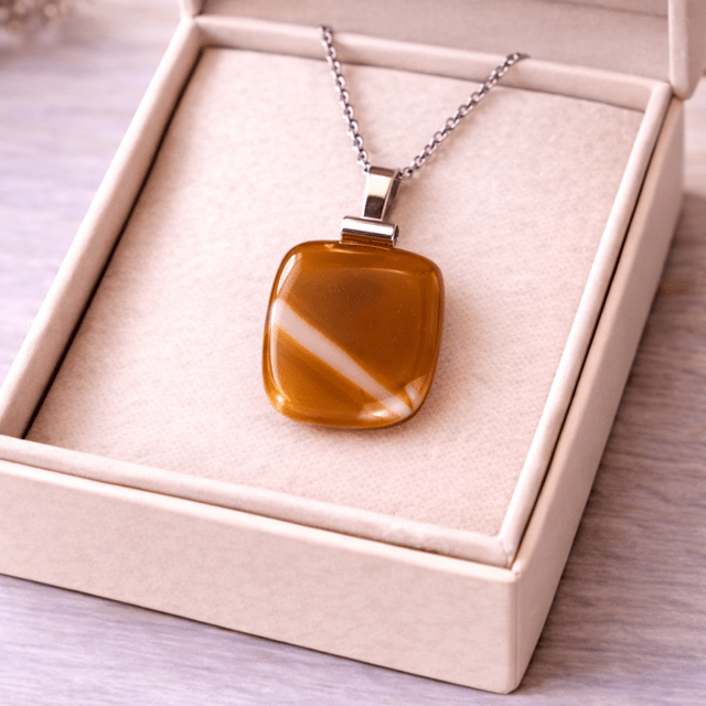 Toffee — Handcrafted Fused Glass Pendant - Stoney Lake Glassworks