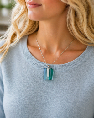 Clear Current Fused Glass Pendant