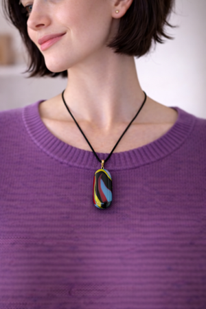 Midnight Carnival — Handcrafted Fused Glass Pendant