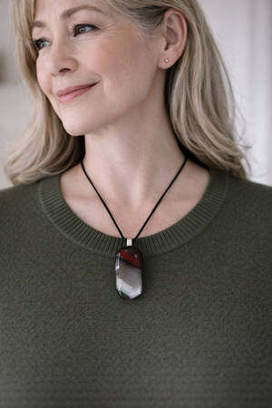 Garnet & Smoke Fused Glass Pendant