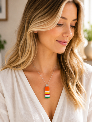 Harvest Stripe Fused Glass Pendant