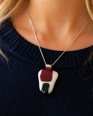 Abstract Rouge Fused Glass Pendant