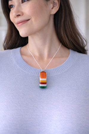 Fiesta Stripe — Handcrafted Fused Glass Pendant