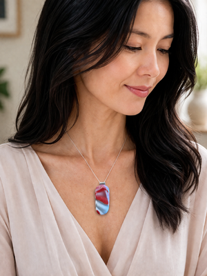 Cherry & Lavender Fused Glass Pendant