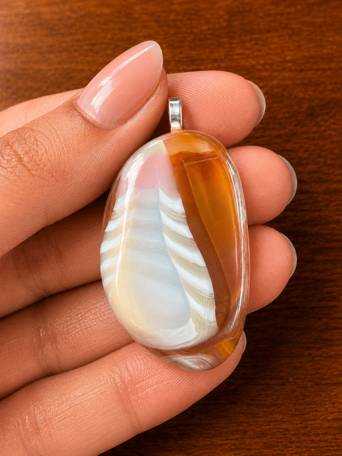 Amber & Pearl Teardrop - Stoney Lake Glassworks