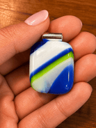 Blue, White & Lime Diagonal - Stoney Lake Glassworks
