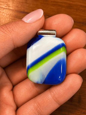 Blue, White & Lime Diagonal