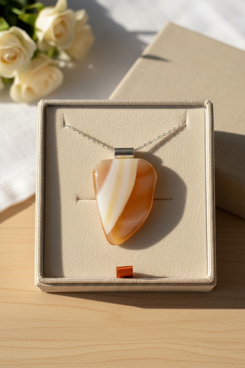 Caramel — Handcrafted Fused Glass Pendant - Stoney Lake Glassworks