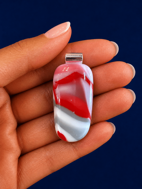Cherry & Lavender Fused Glass Pendant - Stoney Lake Glassworks