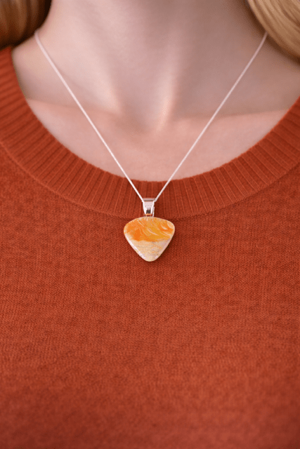 Creamsicle — Handcrafted Fused Glass Pendant - Stoney Lake Glassworks