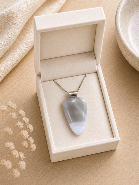 Dove Grey Fused Glass Pendant - Stoney Lake Glassworks