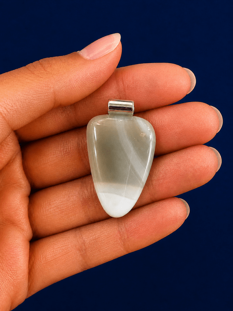 Dove Grey Fused Glass Pendant - Stoney Lake Glassworks