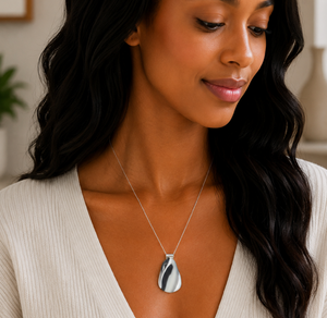 Charcoal & White Swirl Teardrop