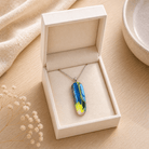 Electric Blue & Chartreuse Fused Glass Pendant - Stoney Lake Glassworks