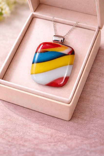 Fiesta — Handcrafted Fused Glass Pendant - Stoney Lake Glassworks