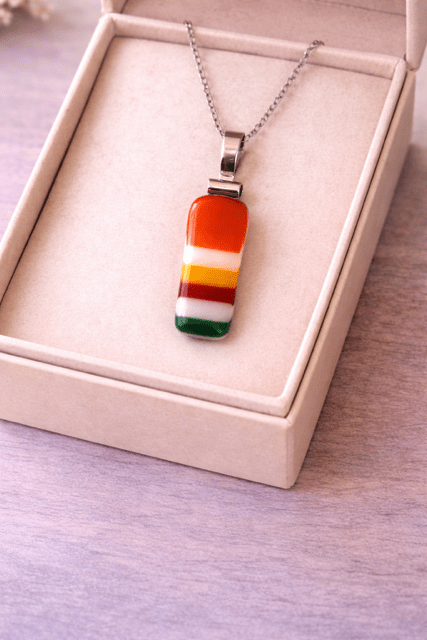 Fiesta Stripe — Handcrafted Fused Glass Pendant - Stoney Lake Glassworks