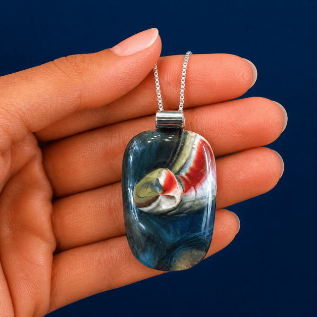 Galaxy Swirl Fused Glass Pendant - Stoney Lake Glassworks
