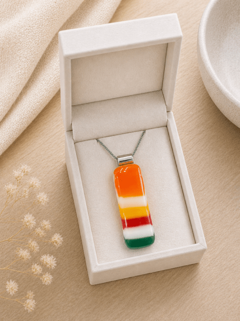 Harvest Stripe Fused Glass Pendant - Stoney Lake Glassworks