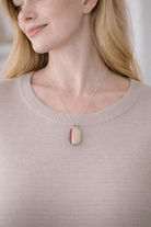 Ivory & Crimson — Handcrafted Fused Glass Pendant - Stoney Lake Glassworks