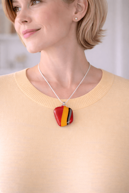 Licorice — Handcrafted Fused Glass Pendant - Stoney Lake Glassworks