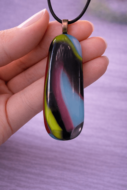 Midnight Carnival — Handcrafted Fused Glass Pendant - Stoney Lake Glassworks
