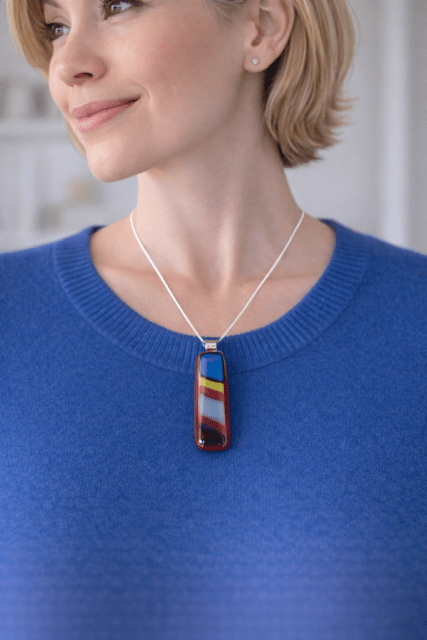 Mondrian — Handcrafted Fused Glass Pendant - Stoney Lake Glassworks
