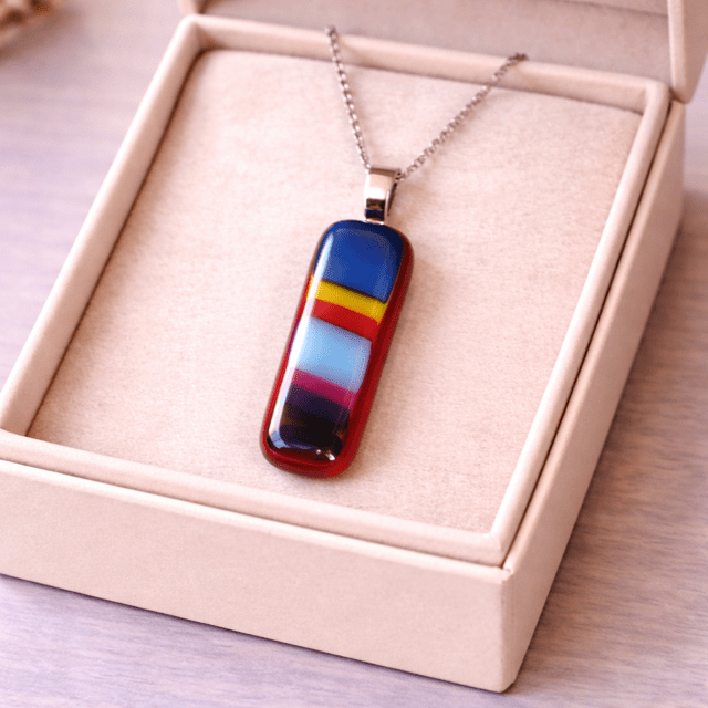 Mondrian — Handcrafted Fused Glass Pendant - Stoney Lake Glassworks