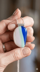 Moonstone & Cobalt Fused Glass Pendant - Stoney Lake Glassworks