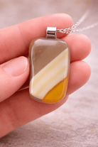 Mustard & Taupe Fused Glass Pendant - Stoney Lake Glassworks