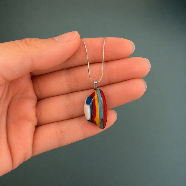 Painted Sky Fused Glass Pendant - Stoney Lake Glassworks