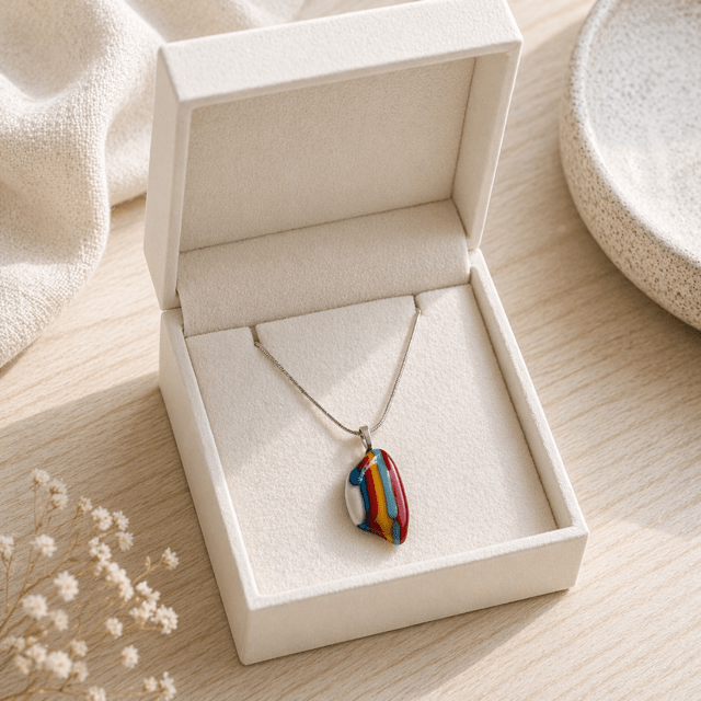 Painted Sky Fused Glass Pendant - Stoney Lake Glassworks