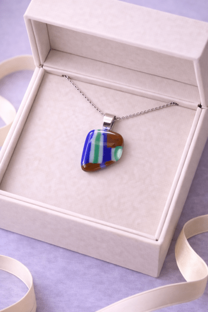 Painted Stripes Fused Glass Pendant - Stoney Lake Glassworks