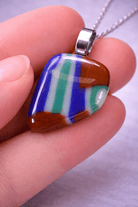 Painted Stripes Fused Glass Pendant - Stoney Lake Glassworks