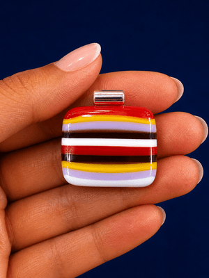 Retro Stripe Fused Glass Pendant