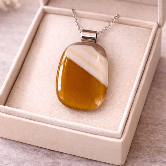 Saffron — Handcrafted Fused Glass Pendant - Stoney Lake Glassworks