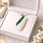 Sage & Black Stripe Fused Glass Pendant - Stoney Lake Glassworks