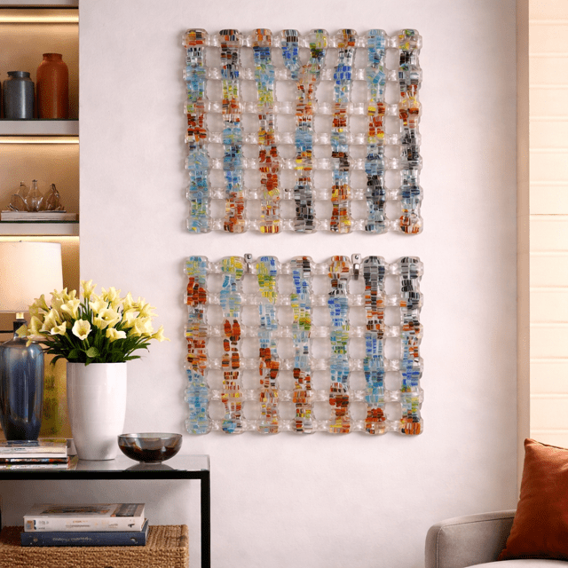 Seven Strips — Handcrafted Multicolour Glass Wall Panel - Stoney Lake Glassworks