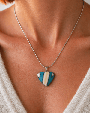 Shoreline Heart Fused Glass Pendant
