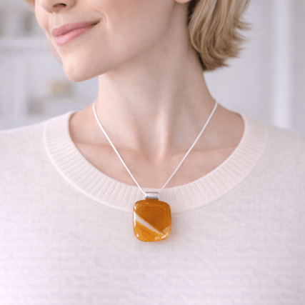 Toffee — Handcrafted Fused Glass Pendant - Stoney Lake Glassworks