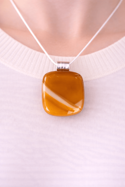 Toffee — Handcrafted Fused Glass Pendant - Stoney Lake Glassworks